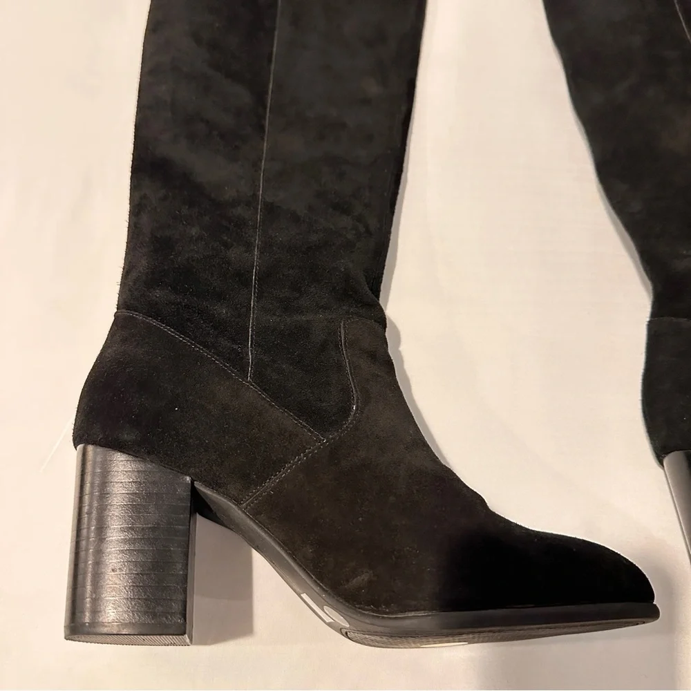 Jessica Simpson Suede Black Leather Over the Knee Heeled‎ Boots 8.5